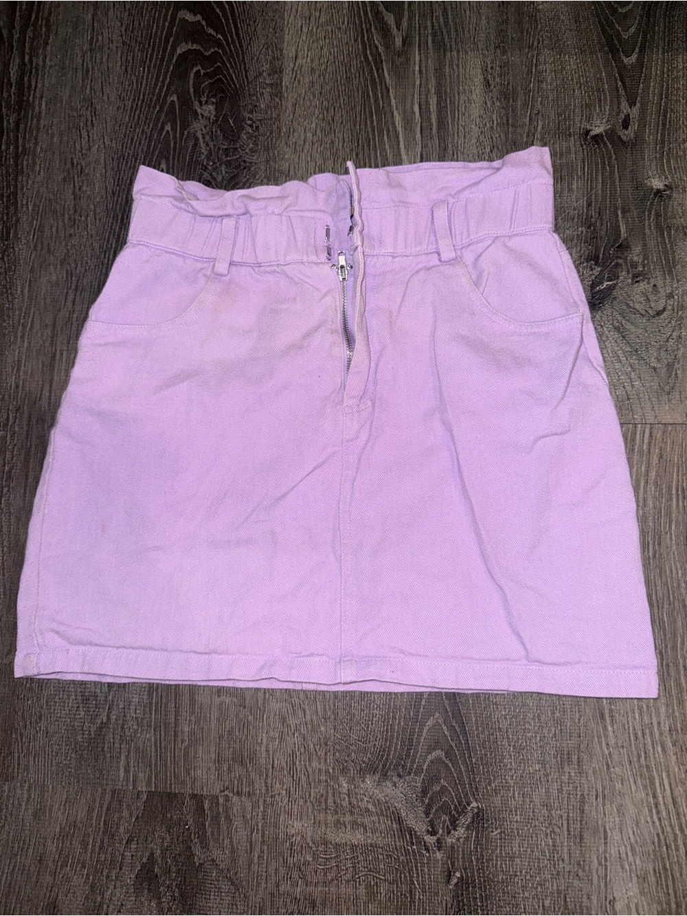 Pastel Lilac Paperbag Waist Mini Skirt